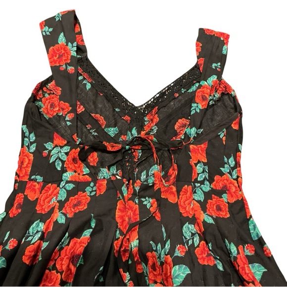 Free People Black Floral Maxi Dress Boho Sleeveless Pockets Size S - Picture 10 of 12